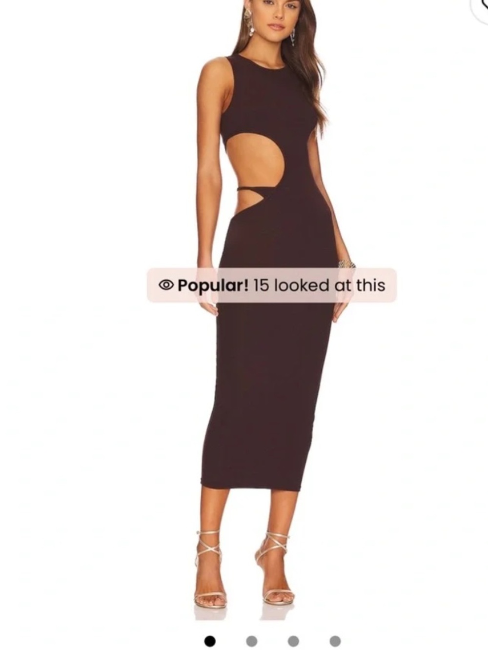 superdown Brown Side Cutout Midi Dress